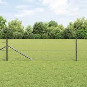 vidaXL Staket med stolpar Grå 0.5 x 50 m PVC-belagd stål