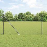 vidaXL Staket med stolpar Grå 1 x 100 m PVC-belagd stål