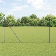 vidaXL Staket med stolpar Grå 1.5 x 100 m PVC-belagd stål
