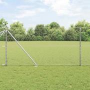 vidaXL Staket med stolpar Silver 1.2 x 25 m PVC-belagd stål