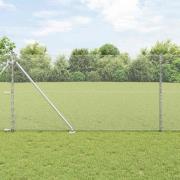 vidaXL Staket med stolpar Silver 1.2 x 50 m PVC-belagd stål