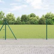 vidaXL Staket med stolpar Grön 1 x 25 m PVC-belagd stål