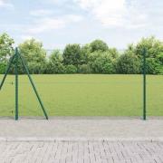 vidaXL Staket med stolpar Grön 1.2 x 100 m PVC-belagd stål
