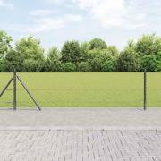vidaXL Staket med stolpar Grå 0.4 x 25 m PVC-belagd stål