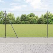 vidaXL Staket med stolpar Grå 1.5 x 25 m PVC-belagd stål