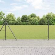 vidaXL Staket med stolpar Grå 1 x 50 m PVC-belagd stål