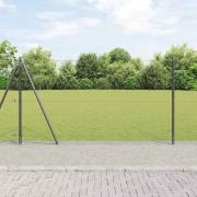 vidaXL Staket med stolpar Grå 1.5 x 50 m PVC-belagd stål