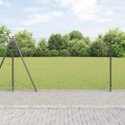 vidaXL Staket med stolpar Grå 1.2 x 100 m PVC-belagd stål