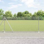 vidaXL Staket med stolpar Silver 1 x 10 m PVC-belagd stål