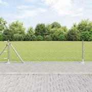 vidaXL Staket med stolpar Silver 0.6 x 25 m PVC-belagd stål