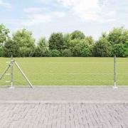 vidaXL Staket med stolpar Silver 0.5 x 50 m PVC-belagd stål