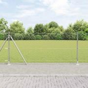vidaXL Staket med stolpar Silver 1 x 100 m PVC-belagd stål