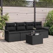 vidaXL Trädgårdsoffset med kudde Manuell 5 pcs Svart 55 x 55 x 37 cm