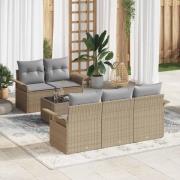 vidaXL Trädgårdsoffset med kudde 6 pcs Beige och Grå 55 x 55 x 37 cm