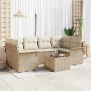 vidaXL Trädgårdsoffset 7 pcs Beige och gräddfärgad 55 x 55 x 37 cm