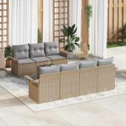 vidaXL Trädgårdsoffset med kudde 8 pcs Beige, grå 55 x 55 x 37 cm