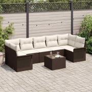 vidaXL Trädgårdsoffset 8 pcs Brun, krämfärgad 55 x 55 x 37 cm