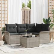 vidaXL Trädgårdsoffset med kudde med lagring 5 pcs Ljusgrå Poly rattan