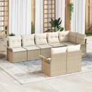 vidaXL Trädgårdsoffset med kudde med lagring 8 pcs Beige Poly rattan