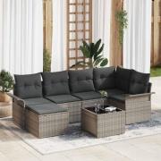 vidaXL Trädgårdsoffset med kudde med lagring 7 pcs Grå Poly rattan