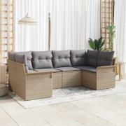 vidaXL Trädgårdsoffset med kudde med lagring 6 pcs Beige Poly rattan