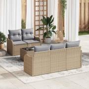 vidaXL Trädgårdsoffset med kudde 6 pcs Beige, grå 55 x 55 x 37 cm
