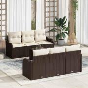vidaXL Trädgårdsoffset 7 pcs Brun, krämfärgad 55 x 55 x 37 cm