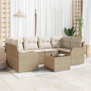 vidaXL Trädgårdsoffset med kudde 7 pcs Beige, Kräm 55 x 55 x 37 cm