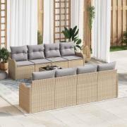 vidaXL Trädgårdsoffset med kudde 9 pcs Beige, grå 55 x 55 x 37 cm