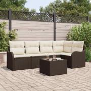 vidaXL Trädgårdsoffset med kudde med lagring 6 pcs Grå Poly rattan