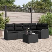 vidaXL Trädgårdsoffset med kudde med lagring 6 pcs Beige Poly rattan