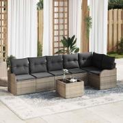 vidaXL Trädgårdsoffset med kudde med lagring 7 pcs Svart Poly rattan