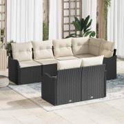 vidaXL Trädgårdsoffset med kudde med lagring 7 pcs Svart Poly rattan