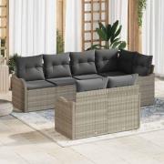 vidaXL Trädgårdsoffset med kudde med lagring 7 pcs Ljusgrå Poly rattan