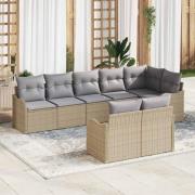 vidaXL Trädgårdsoffset med kudde 8 pcs Beige, ljusgrå Poly rattan