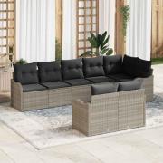 vidaXL Trädgårdsoffset med kudde 8 pcs Ljusgrå Poly rattan
