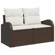 vidaXL Trädgårdsoffset med kudde 5 pcs Brun och Kräm 55 x 55 x 37 cm
