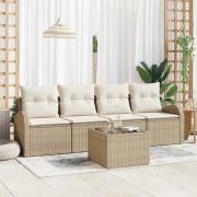 vidaXL Trädgårdsoffset med kudde 5 pcs Beige, Kräm 55 x 55 x 37 cm