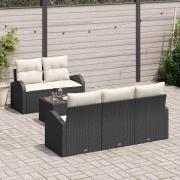 vidaXL Trädgårdsoffset med kudde 6 pcs Svart och kräm 55 x 55 x 37 cm