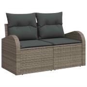 vidaXL Trädgårdsoffset med kudde med lagring 6 pcs Grå 55 x 55 x 37 cm