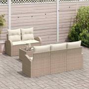vidaXL Trädgårdsoffset 6 pcs Beige och gräddfärgad 55 x 55 x 37 cm
