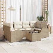 vidaXL Trädgårdsoffset 7 pcs Beige och gräddfärgad 55 x 55 x 37 cm