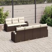 vidaXL Trädgårdsoffset 8 pcs Brun, krämfärgad 55 x 55 x 37 cm