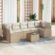 vidaXL Trädgårdsoffset med kudde 8 pcs Beige, Kräm 55 x 55 x 37 cm