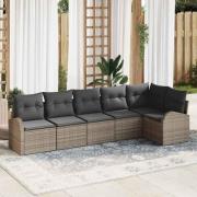 vidaXL Trädgårdsoffset med kudde 6 pcs Grå Poly rattan