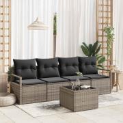 vidaXL Trädgårdsoffset med kudde med lagring 5 pcs Grå 55 x 55 x 37 cm