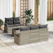 vidaXL Trädgårdsoffset med kudde 6 pcs Ljusgrå 55 x 55 x 37 cm