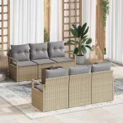 vidaXL Trädgårdsoffset med kudde 7 pcs Beige, grå 55 x 55 x 37 cm