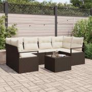 vidaXL Trädgårdsoffset 7 pcs Brun, krämfärgad 55 x 55 x 37 cm