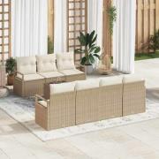 vidaXL Trädgårdsoffset med kudde 8 pcs Beige, Kräm 55 x 55 x 37 cm